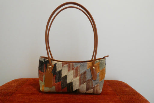 One-of-a-Kind Anatolian Kilim Leather Handbag "Bita"- Rugs direct