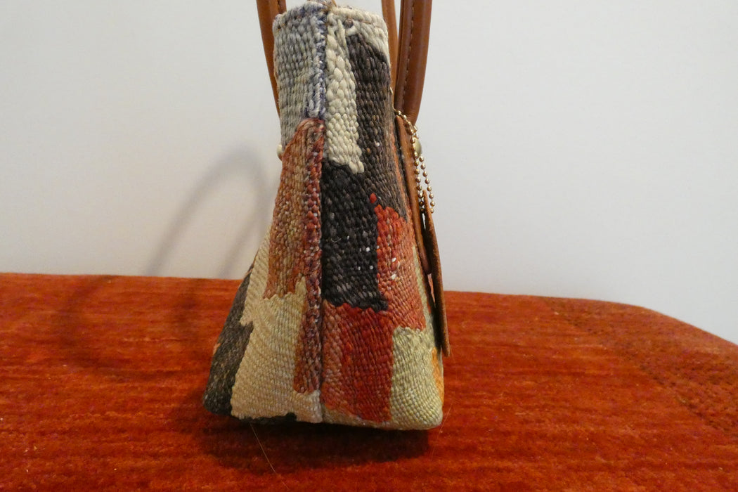 One-of-a-Kind Anatolian Kilim Leather Handbag "Bita"- Rugs direct
