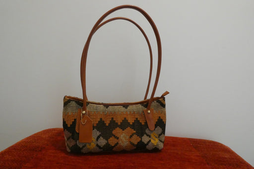 One-of-a-Kind Anatolian Kilim Leather Handbag "Narin"- Rugs Direct 