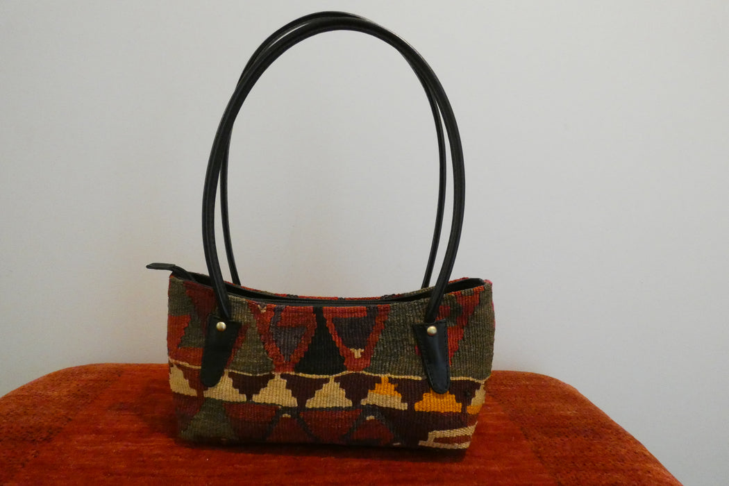 One-of-a-Kind Anatolian Kilim Leather Handbag "Sama"- Rugs Direct 
