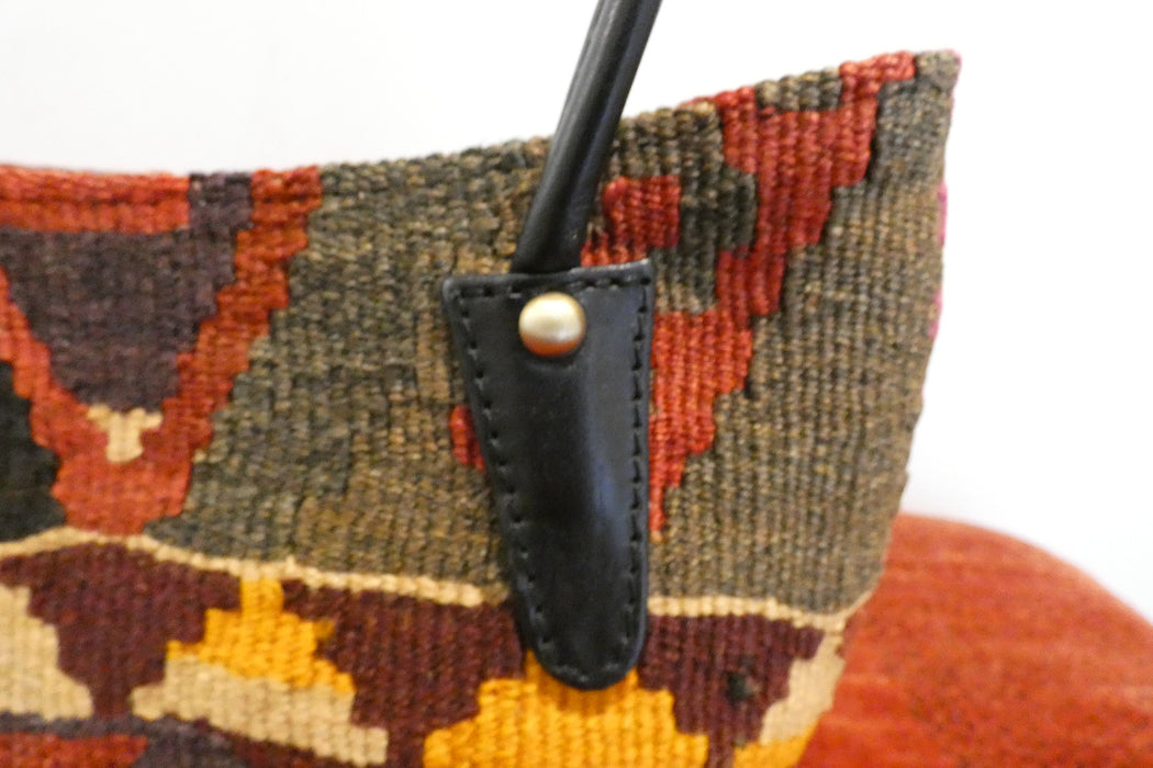One-of-a-Kind Anatolian Kilim Leather Handbag "Sama"- Rugs Direct 