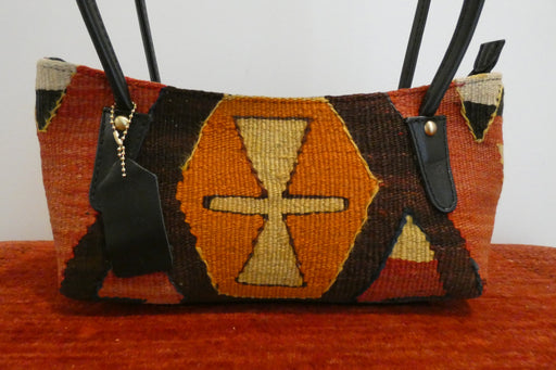 One-of-a-Kind Anatolian Kilim Leather Handbag "Tina"- Rugs Direct 
