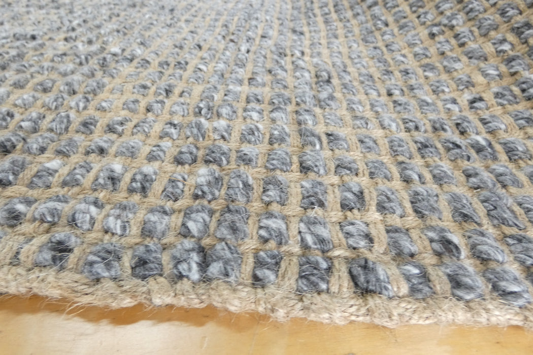 Handmade Indian Wool & Jute Rug – Dark Grey- Rugs Direct NZ