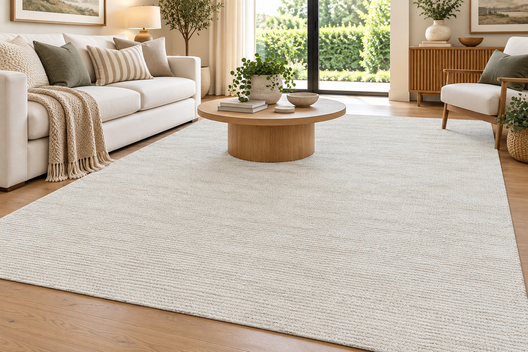 Madrid Ash White – Handmade Bamboo Silk Rug