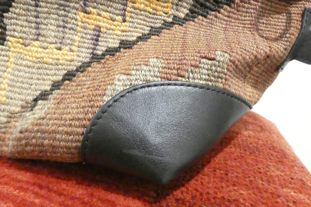 One-of-a-Kind Anatolian Kilim Expandable Leather Travel Bag "Mirza"- Rugs Direct 