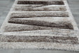 Modern Striped Shaggy Beige & Chocolate California Rug - Rugs Direct