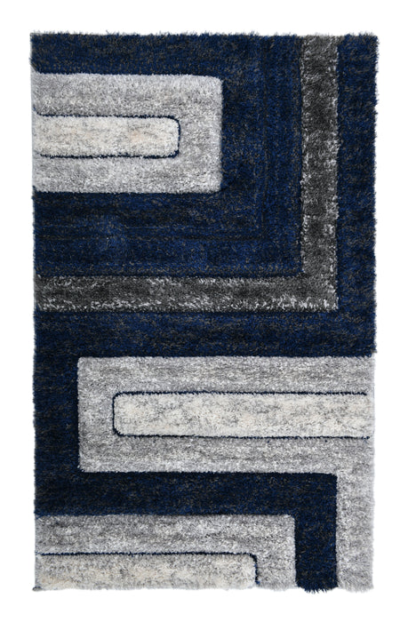 Modern Greek Key Textured California Shaggy Rug - Rugs Direct