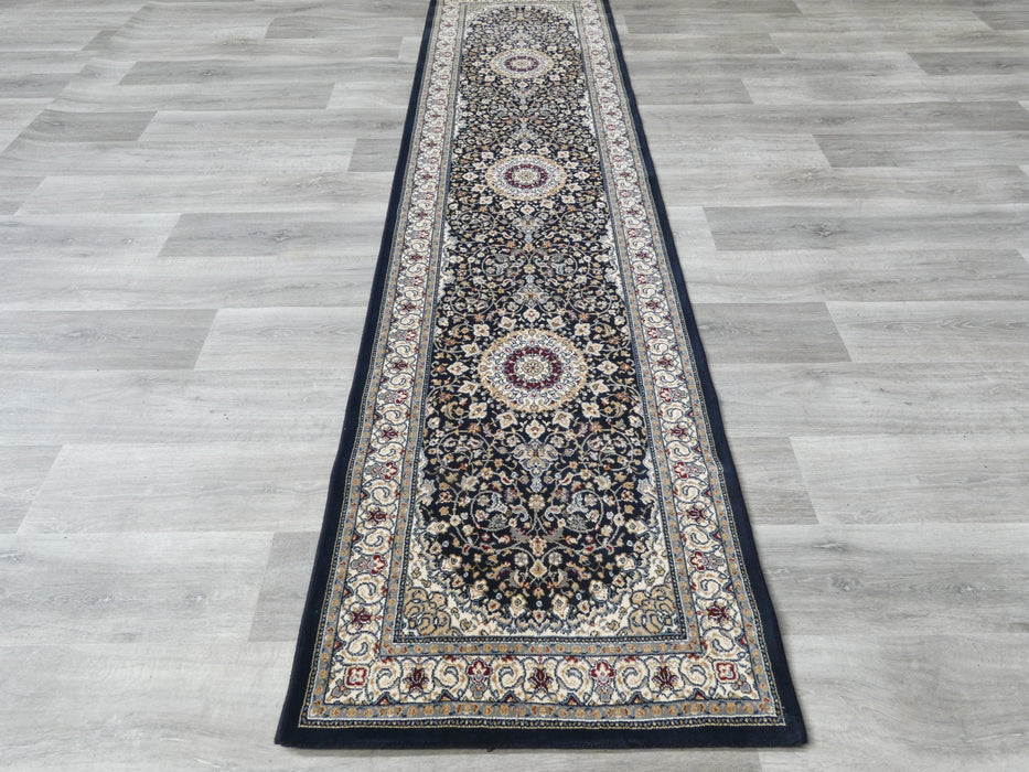 Persian Navy Colour Nain Design Runner Size: 80 x 300cm- Rugs Direct