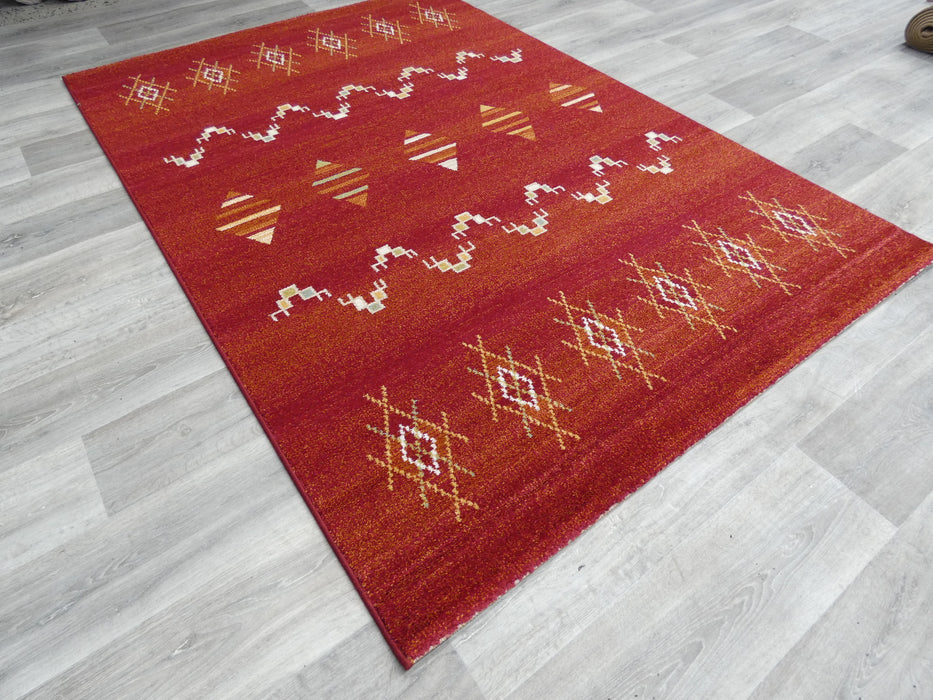 Aztec Design Infinity Red Colour Rug Size: 160 x 230cm- Rugs Direct Nz
