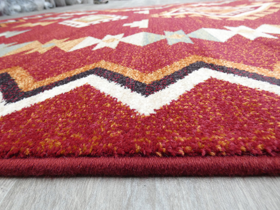 Aztec Design Infinity Red Colour Rug Size: 160 x 230cm (32429-1362)- Rugs Direct Nz