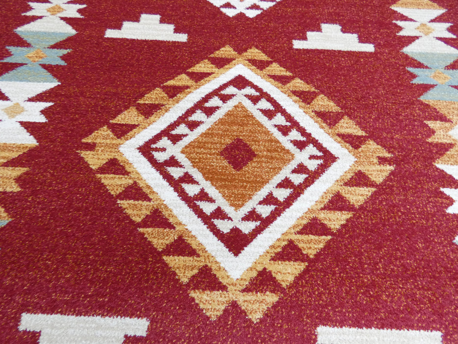 Aztec Design Infinity Red Colour Rug Size: 160 x 230cm (32429-1362)- Rugs Direct Nz
