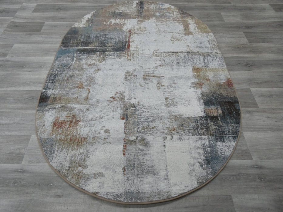 Funky Abstract Multi Coloured Design Argentum Oval Rug Size: 160x230cm- Rugs Direct 