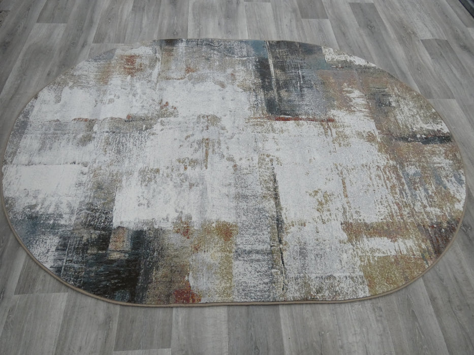 Funky Abstract Multi Coloured Design Argentum Oval Rug Size: 160x230cm- Rugs Direct