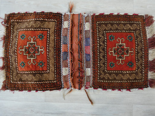 Vintage Hand Made Afghan Saddle Bag Size: 107cm x 57cm-Rugs Direct 