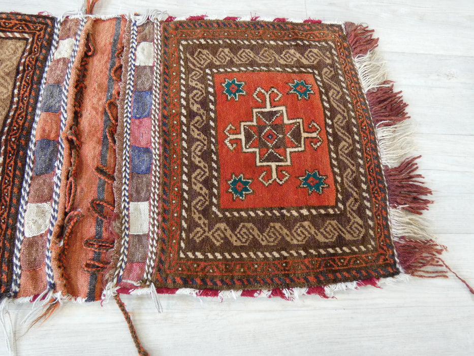 Vintage Hand Made Afghan Saddle Bag Size: 107cm x 57cm