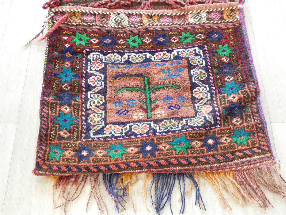 Vintage Hand Made Afghan Saddle Bag Size: 107cm x 53cm-Rugs direct 
