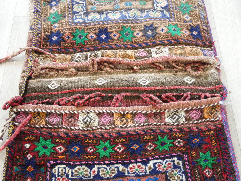 Vintage Hand Made Afghan Saddle Bag Size: 107cm x 53cm-Rugs direct