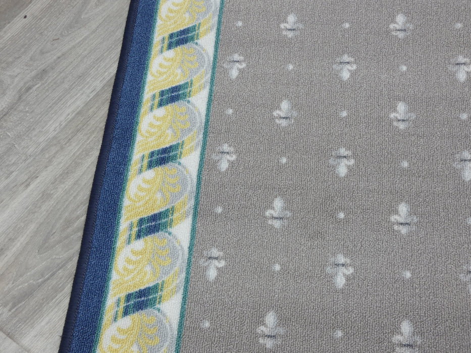 Grey & Navy Colour Non Slip Rubber Back Runner 80cm Wide x Cut To Order- Rugs Direct