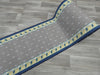 Grey & Navy Colour Non Slip Rubber Back Runner 80cm Wide x Cut To Order- Rugs Direct