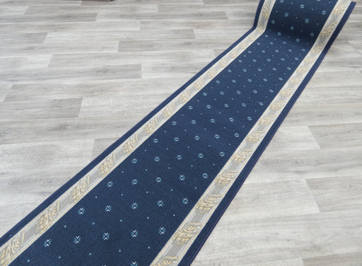 Navy Colour Non Slip Rubber Back Runner 80cm Wide x Cut To Order- Rugs Direct 