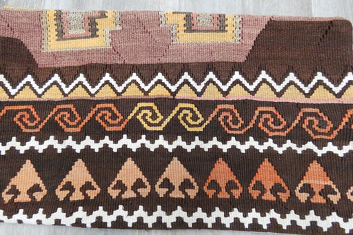 Turkish Hand Made Vintage Kilim Lumbar Pillow Cover (Size: 30 x 50cm)-Rugs Direct