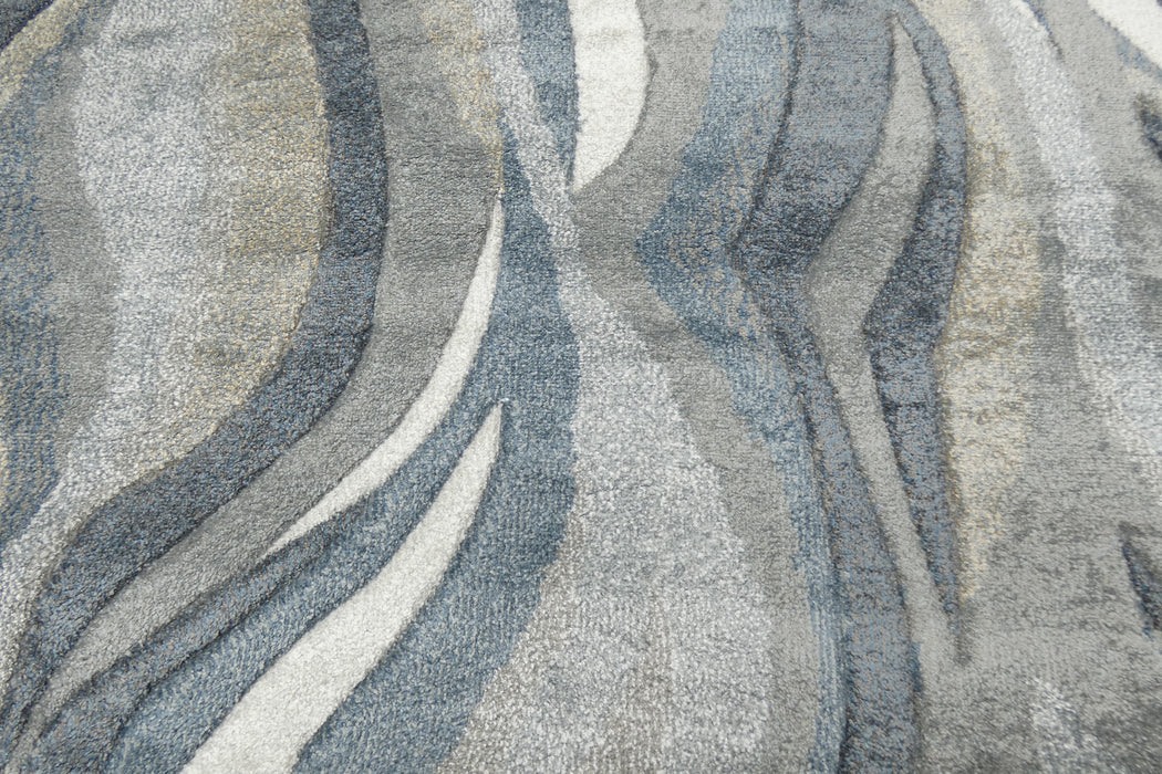 Abstract Waves Rug Kimya Collection Abstract Wave Rug in Navy and Neutral Tones – Fluid C ...