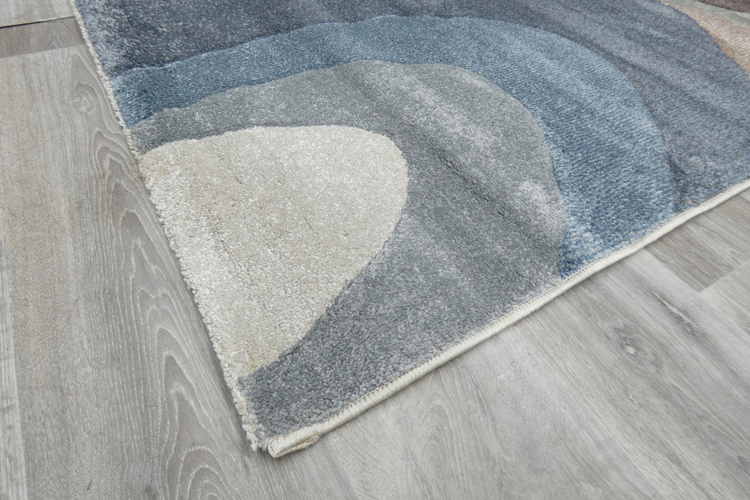 Wave Rider Color Linen Rug Kimya Collection Abstract Wave Pattern Rug in Blue and Neutral Tones ...