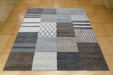 Multi-Pattern Block Design Mehari Square Shaggy Rug (23362-6747) Size: 200 x 200cm - Rugs Direct