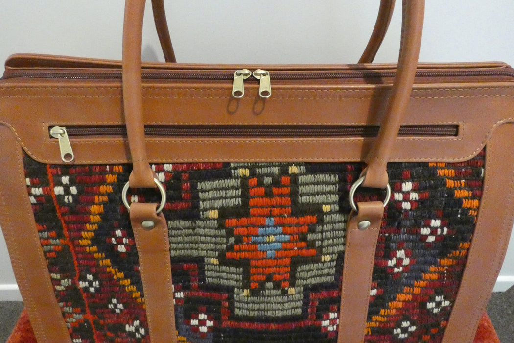 One-of-a-Kind Anatolian Kilim Leather Weekend Bag "Ronak"