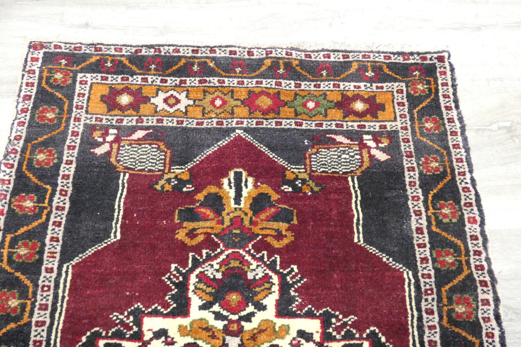 Vintage Turkish Anatolian Tribal Rug  Size: 88 x 58cm- Rugs Direct 