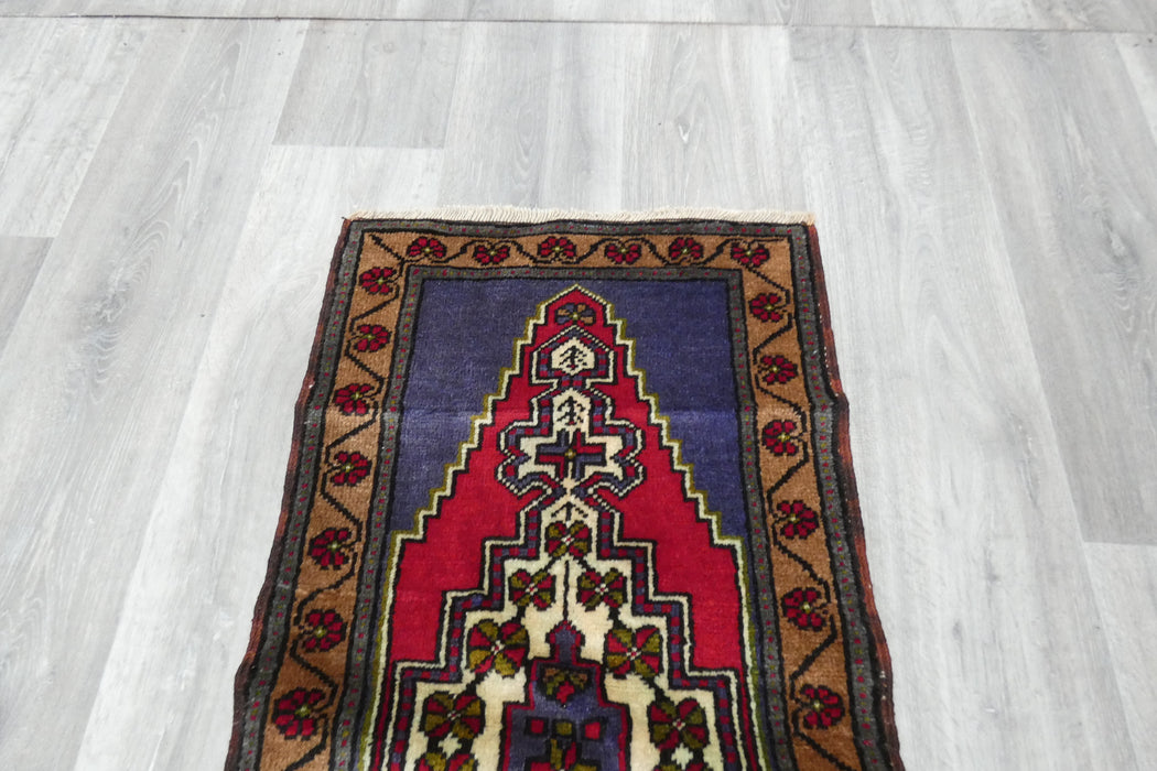 Vintage Turkish Anatolian Tribal Rug  Size: 108 x 50cm- Rugs Direct 
