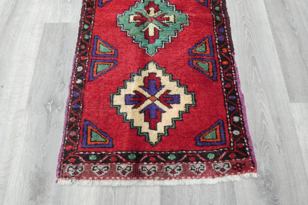 Vintage Turkish Anatolian Tribal Rug  Size: 106 x 53cm- Rugs Direct 