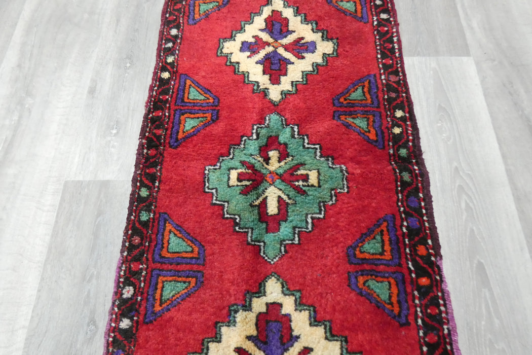 Vintage Turkish Anatolian Tribal Rug  Size: 106 x 53cm- Rugs Direct 