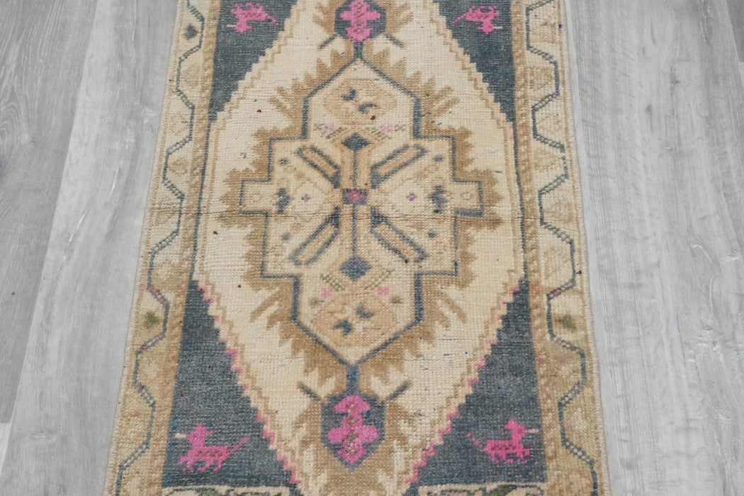 Vintage Hand Knotted Anatolian Turkish Rug Size: 120 x 60cm- RUGS DIRECT