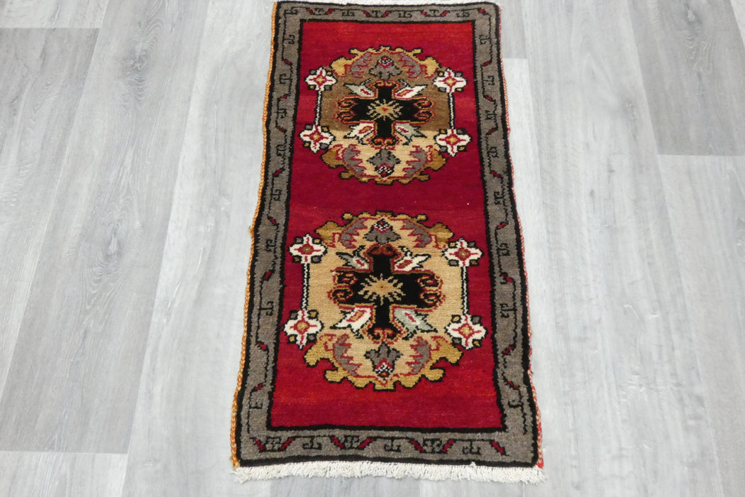 Vintage Turkish Anatolian Tribal Rug  Size: 83 x 42cm- Rugs Direct 