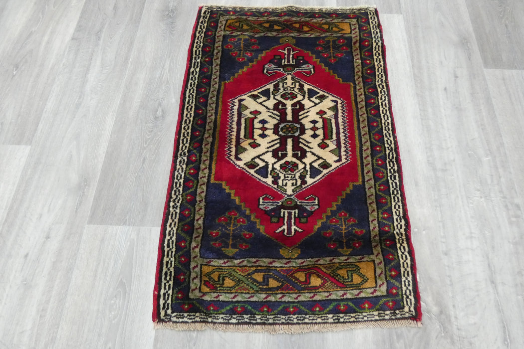 Vintage Turkish Anatolian Tribal Rug  Size: 90 x 56cm-Rugs direct