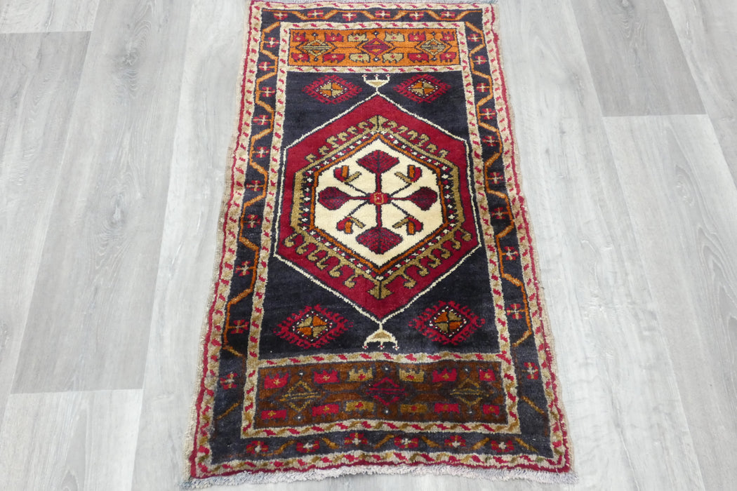 Vintage Turkish Anatolian Tribal Rug  Size: 96 x 55cm- Rugs Direct 