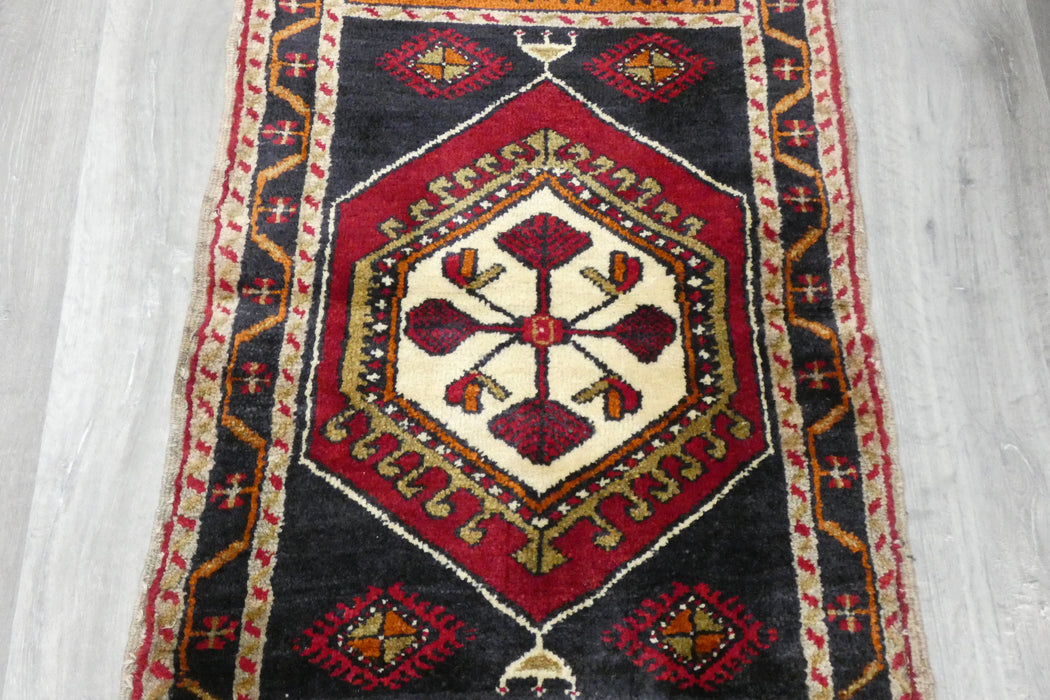 Vintage Turkish Anatolian Tribal Rug  Size: 96 x 55cm- Rugs Direct 