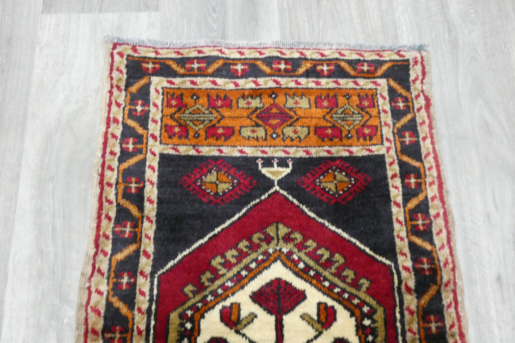 Vintage Turkish Anatolian Tribal Rug  Size: 96 x 55cm- Rugs Direct 