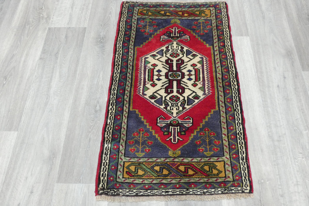 Vintage Turkish Anatolian Tribal Rug  Size: 98 x 56cm- Rugs Direct 