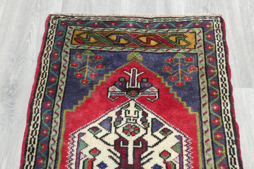 Vintage Turkish Anatolian Tribal Rug  Size: 98 x 56cm- Rugs Direct 