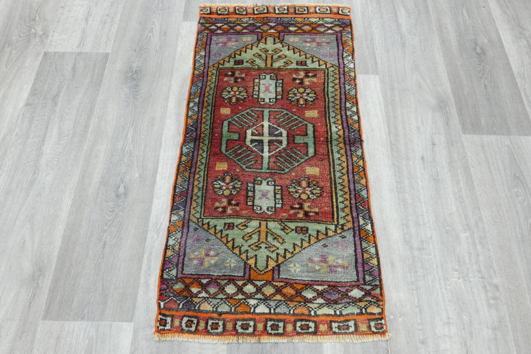 Vintage Turkish Anatolian Tribal Rug  Size: 100 x 48cm- Rugs Direct 