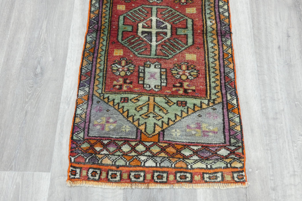 Vintage Turkish Anatolian Tribal Rug  Size: 100 x 48cm- Rugs Direct 