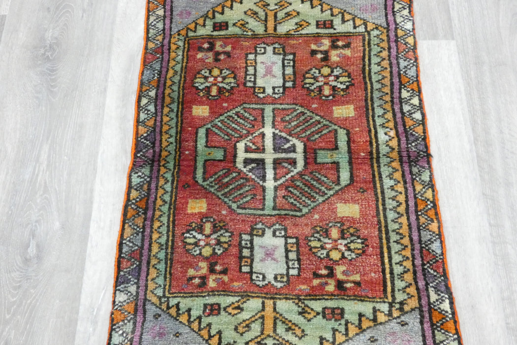 Vintage Turkish Anatolian Tribal Rug  Size: 100 x 48cm- Rugs Direct 