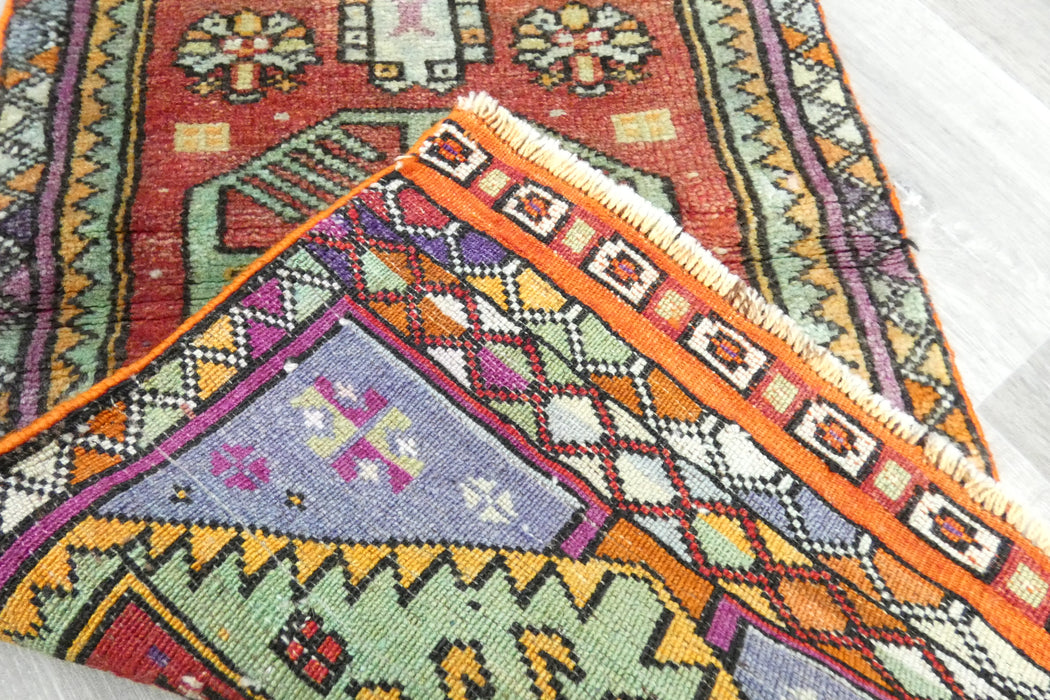 Vintage Turkish Anatolian Tribal Rug  Size: 100 x 48cm- Rugs Direct 