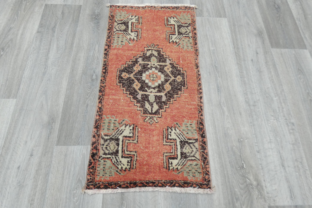 Vintage Hand Knotted Anatolian Turkish Rug Size: 90 x 47cm- Rugs Direct 