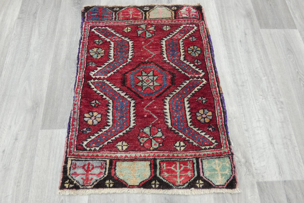 Vintage Turkish Anatolian Tribal Rug  Size: 90 x 62cm- Rugs Direct 