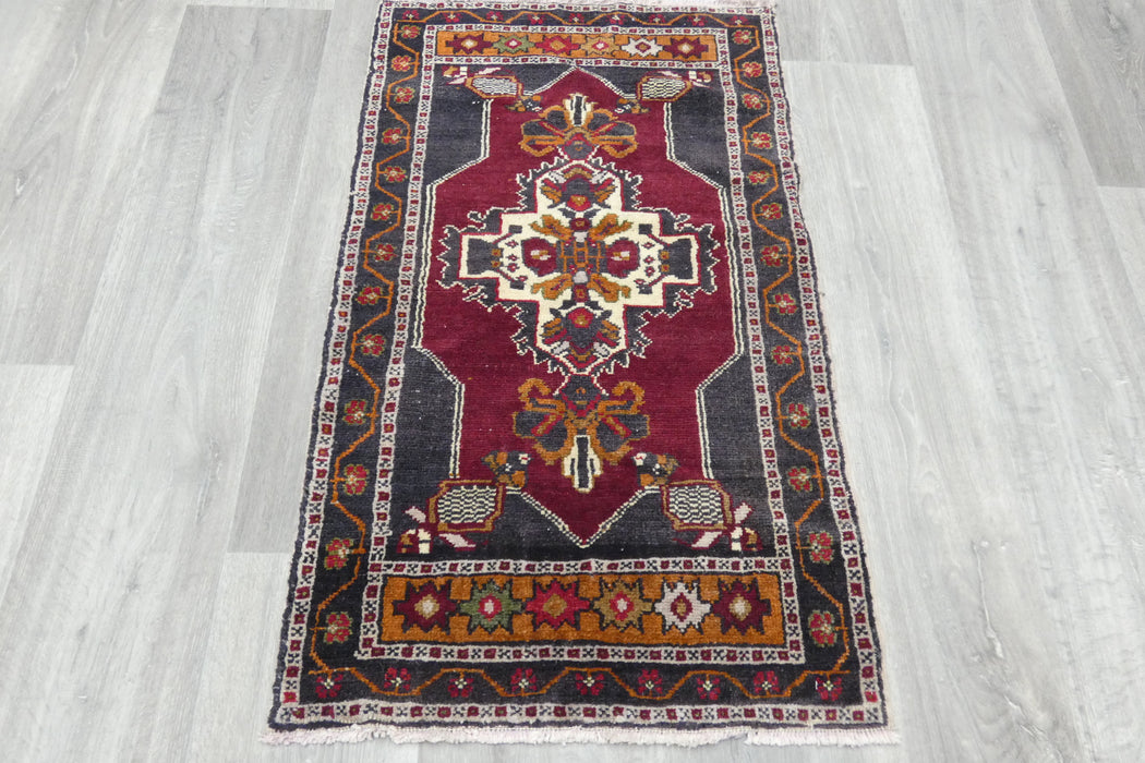 Vintage Turkish Anatolian Tribal Rug  Size: 97 x 57cm- Rugs Direct 