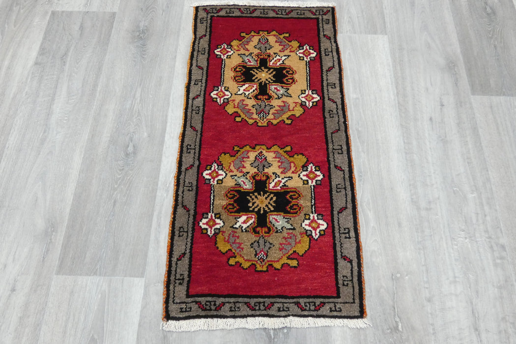 Vintage Turkish Anatolian Tribal Rug  Size: 88 x 43cm- Rugs Direct 