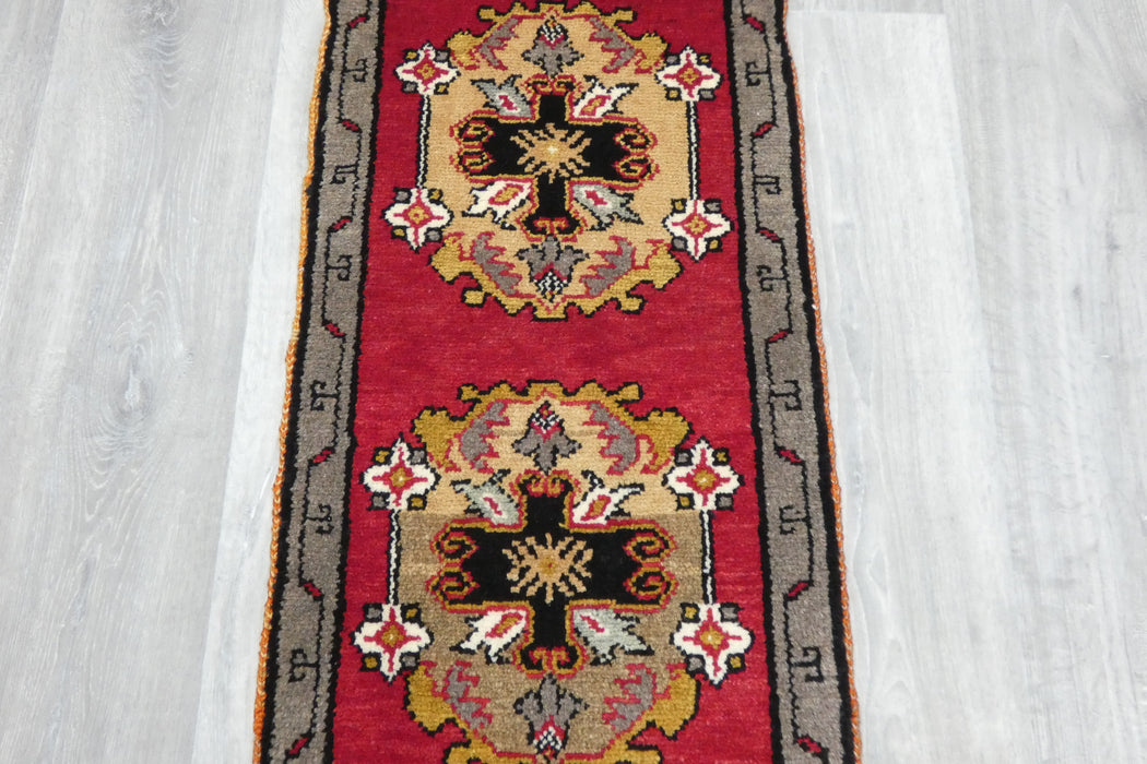 Vintage Turkish Anatolian Tribal Rug  Size: 88 x 43cm- Rugs Direct 